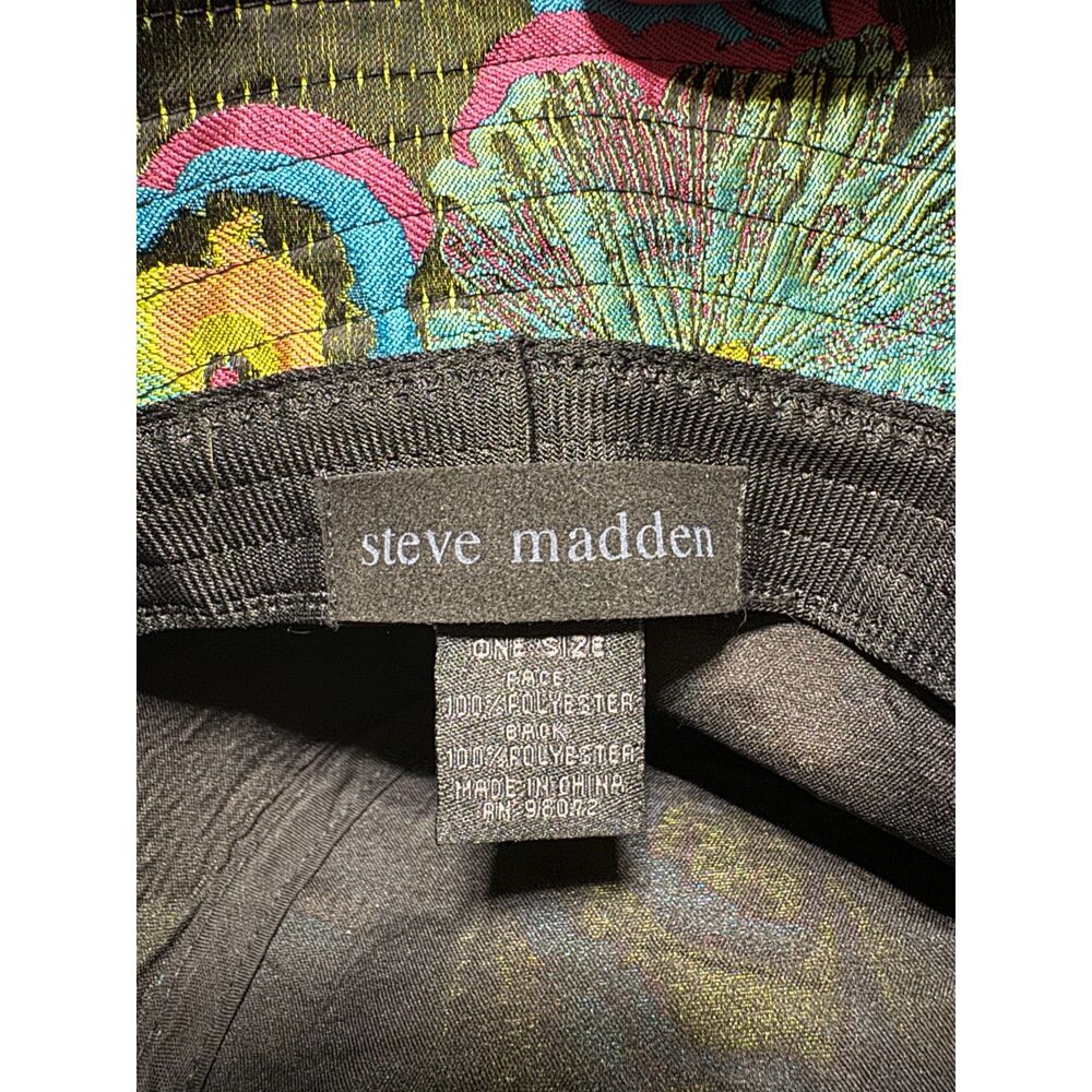 Steve Madden Floral Bucket Hat One Size Black Blue Colorful Fest - Picture 3 of 3